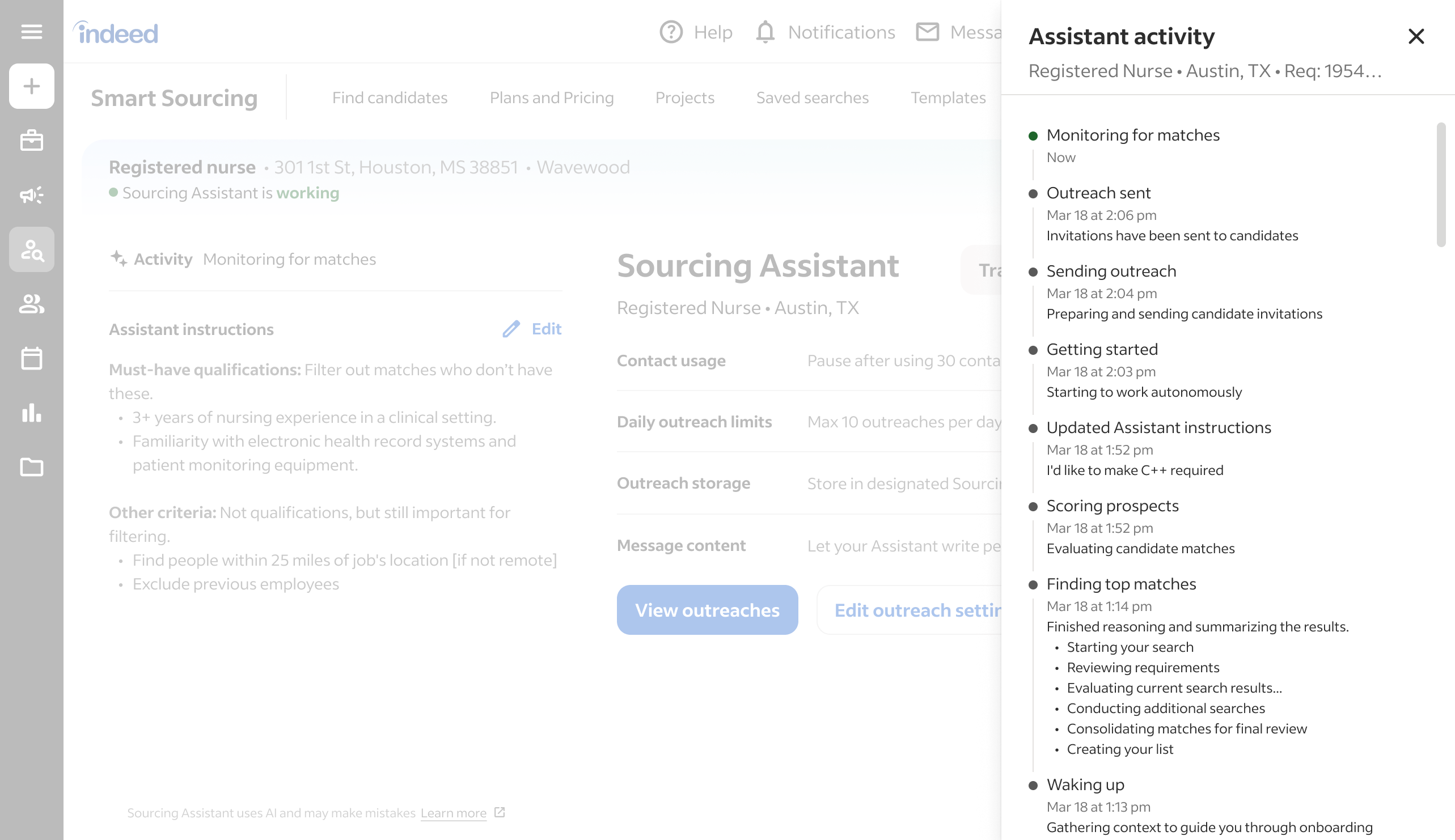Assistant activity details
